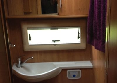 Auto-Trail Delaware 2009 Toilet area with old plastic sink